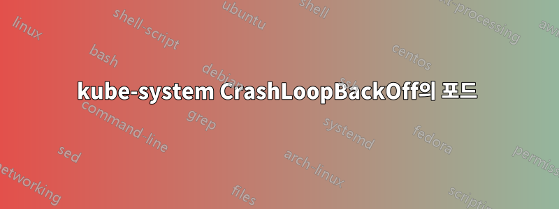 kube-system CrashLoopBackOff의 포드