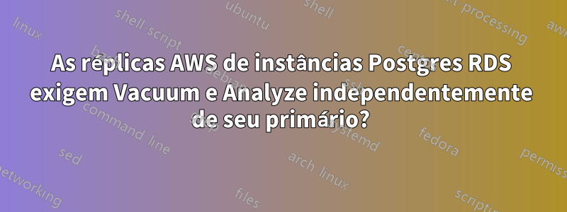 As réplicas AWS de instâncias Postgres RDS exigem Vacuum e Analyze independentemente de seu primário?