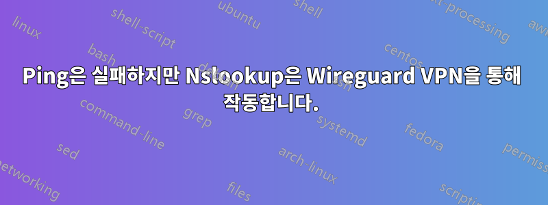 Ping은 실패하지만 Nslookup은 Wireguard VPN을 통해 작동합니다.