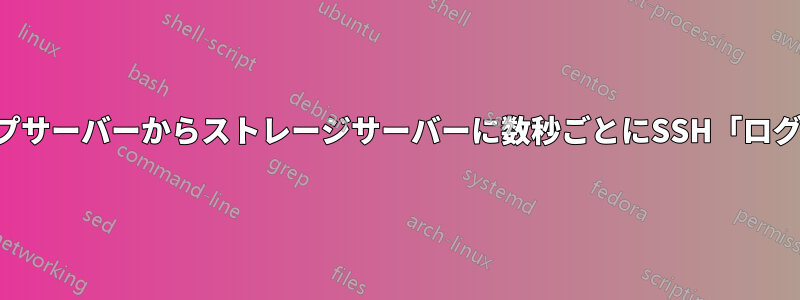 バックアップサーバーからストレージサーバーに数秒ごとにSSH「ログイン」する