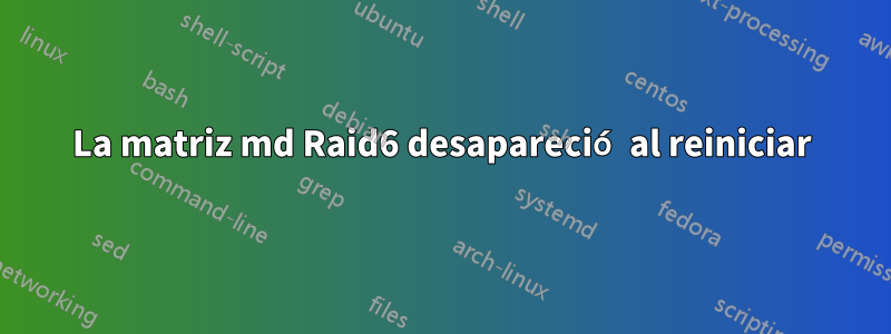 La matriz md Raid6 desapareció al reiniciar