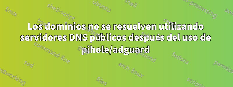 Los dominios no se resuelven utilizando servidores DNS públicos después del uso de pihole/adguard