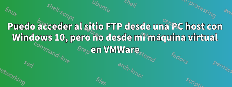 Puedo acceder al sitio FTP desde una PC host con Windows 10, pero no desde mi máquina virtual en VMWare