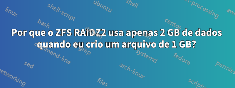 Por que o ZFS RAIDZ2 usa apenas 2 GB de dados quando eu crio um arquivo de 1 GB?