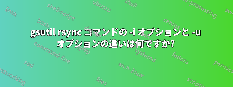 gsutil rsync コマンドの -i オプションと -u オプションの違いは何ですか?
