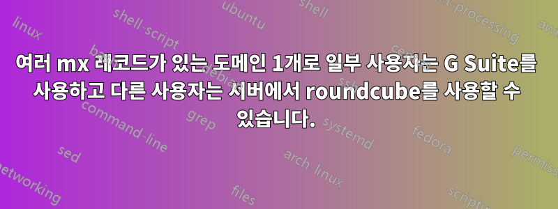 여러 mx 레코드가 있는 도메인 1개로 일부 사용자는 G Suite를 사용하고 다른 사용자는 서버에서 roundcube를 사용할 수 있습니다.