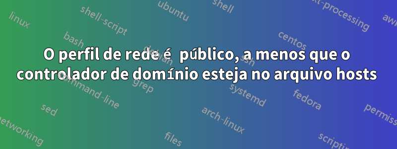 O perfil de rede é público, a menos que o controlador de domínio esteja no arquivo hosts