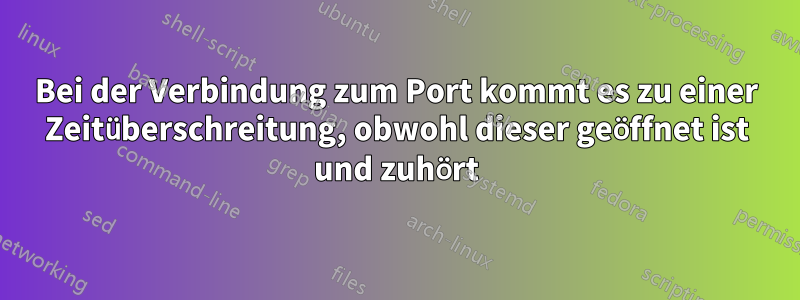 Bei der Verbindung zum Port kommt es zu einer Zeitüberschreitung, obwohl dieser geöffnet ist und zuhört