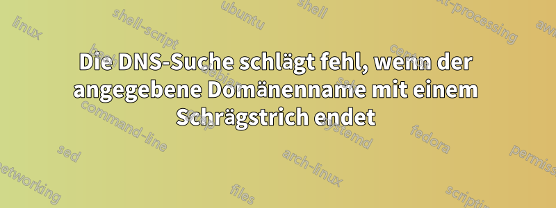 Die DNS-Suche schlägt fehl, wenn der angegebene Domänenname mit einem Schrägstrich endet