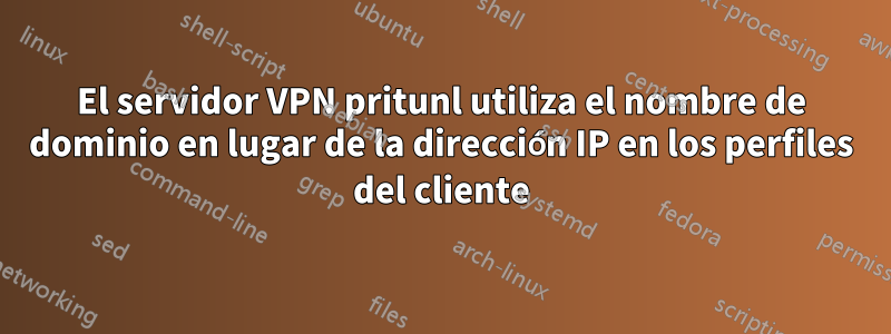 El servidor VPN pritunl utiliza el nombre de dominio en lugar de la dirección IP en los perfiles del cliente