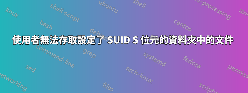 使用者無法存取設定了 SUID S 位元的資料夾中的文件