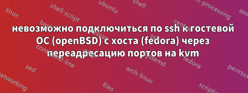невозможно подключиться по ssh к гостевой ОС (openBSD) с хоста (fedora) через переадресацию портов на kvm