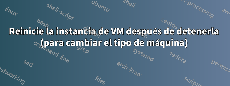 Reinicie la instancia de VM después de detenerla (para cambiar el tipo de máquina)