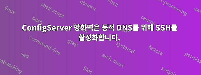 ConfigServer 방화벽은 동적 DNS를 위해 SSH를 활성화합니다.