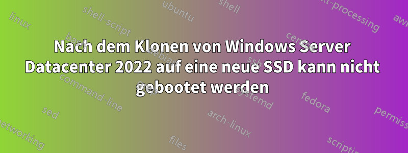 Nach dem Klonen von Windows Server Datacenter 2022 auf eine neue SSD kann nicht gebootet werden