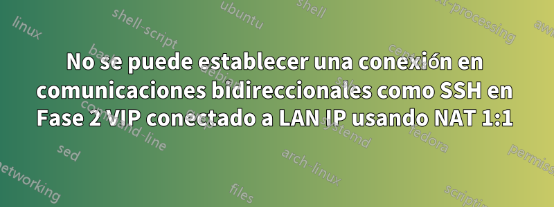 No se puede establecer una conexión en comunicaciones bidireccionales como SSH en Fase 2 VIP conectado a LAN IP usando NAT 1:1