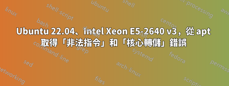 Ubuntu 22.04、Intel Xeon E5-2640 v3，從 apt 取得「非法指令」和「核心轉儲」錯誤