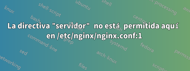La directiva "servidor" no está permitida aquí en /etc/nginx/nginx.conf:1