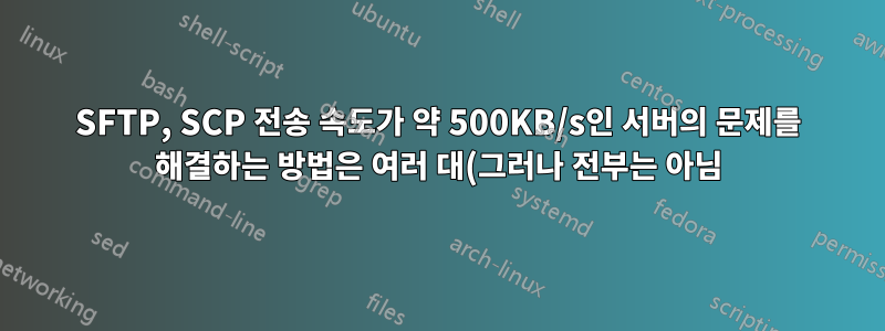 SFTP, SCP 전송 속도가 약 500KB/s인 서버의 문제를 해결하는 방법은 여러 대(그러나 전부는 아님)입니까?