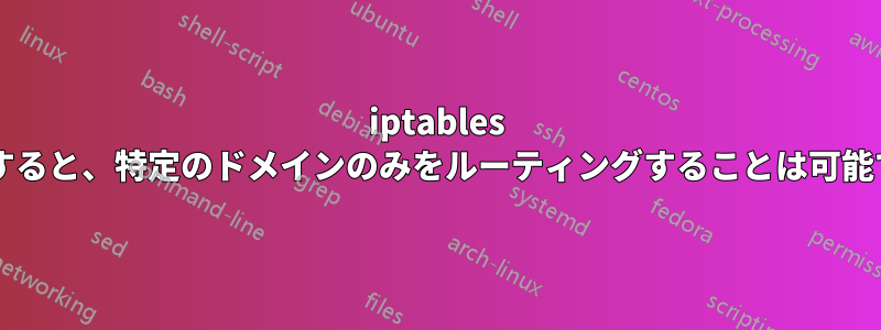iptables を使用すると、特定のドメインのみをルーティングすることは可能ですか?