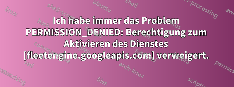 Ich habe immer das Problem PERMISSION_DENIED: Berechtigung zum Aktivieren des Dienstes [fleetengine.googleapis.com] verweigert.