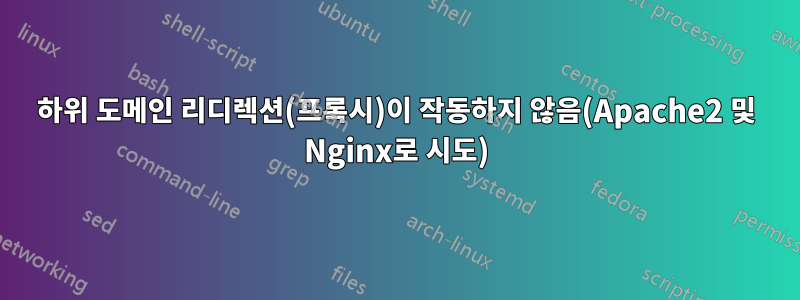 하위 도메인 리디렉션(프록시)이 작동하지 않음(Apache2 및 Nginx로 시도)