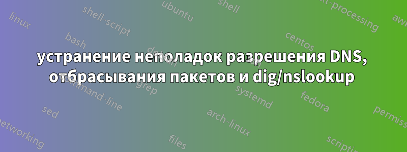 устранение неполадок разрешения DNS, отбрасывания пакетов и dig/nslookup