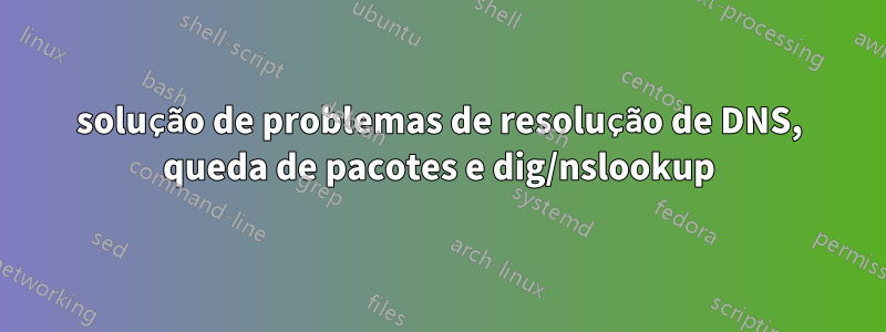 solução de problemas de resolução de DNS, queda de pacotes e dig/nslookup
