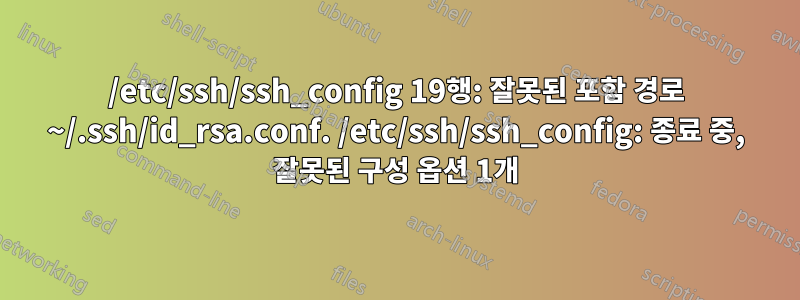 /etc/ssh/ssh_config 19행: 잘못된 포함 경로 ~/.ssh/id_rsa.conf. /etc/ssh/ssh_config: 종료 중, 잘못된 구성 옵션 1개