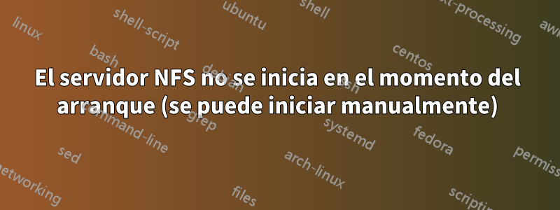 El servidor NFS no se inicia en el momento del arranque (se puede iniciar manualmente)