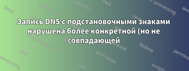 Запись DNS с подстановочными знаками нарушена более конкретной (но не совпадающей) записью DNS