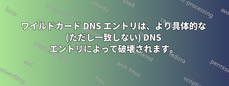 ワイルドカード DNS エントリは、より具体的な (ただし一致しない) DNS エントリによって破壊されます。