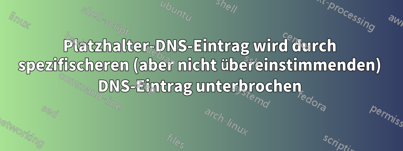 Platzhalter-DNS-Eintrag wird durch spezifischeren (aber nicht übereinstimmenden) DNS-Eintrag unterbrochen
