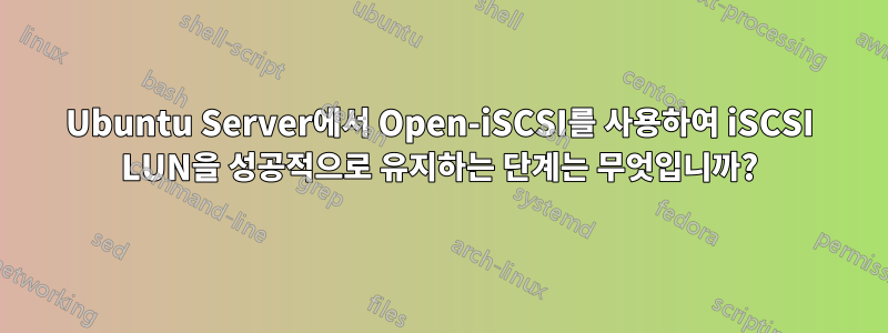 Ubuntu Server에서 Open-iSCSI를 사용하여 iSCSI LUN을 성공적으로 유지하는 단계는 무엇입니까?