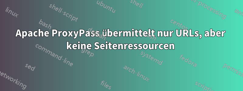 Apache ProxyPass übermittelt nur URLs, aber keine Seitenressourcen