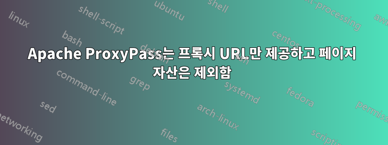 Apache ProxyPass는 프록시 URL만 제공하고 페이지 자산은 제외함