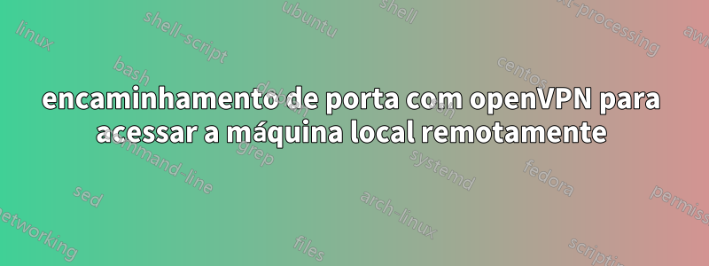 encaminhamento de porta com openVPN para acessar a máquina local remotamente