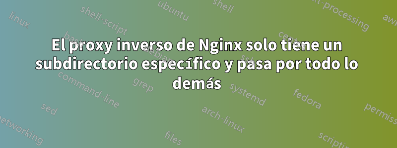 El proxy inverso de Nginx solo tiene un subdirectorio específico y pasa por todo lo demás