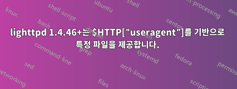 lighttpd 1.4.46+는 $HTTP["useragent"]를 기반으로 특정 파일을 제공합니다.