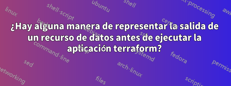 ¿Hay alguna manera de representar la salida de un recurso de datos antes de ejecutar la aplicación terraform?