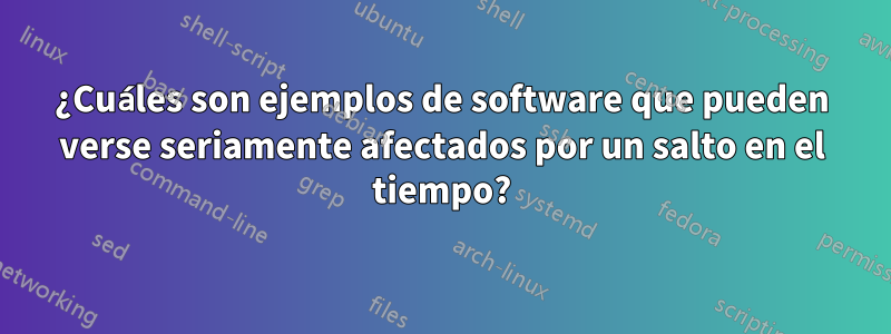 ¿Cuáles son ejemplos de software que pueden verse seriamente afectados por un salto en el tiempo?