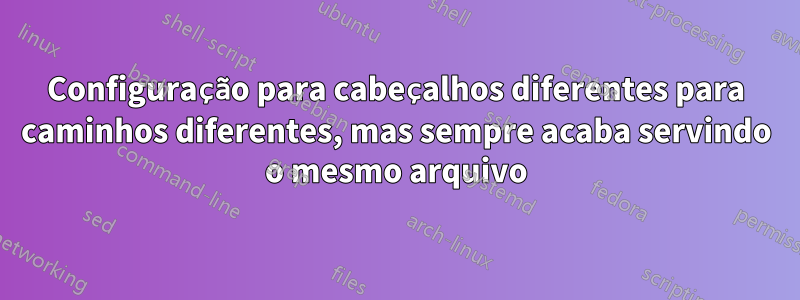 Configuração para cabeçalhos diferentes para caminhos diferentes, mas sempre acaba servindo o mesmo arquivo