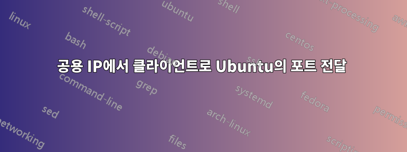 공용 IP에서 클라이언트로 Ubuntu의 포트 전달