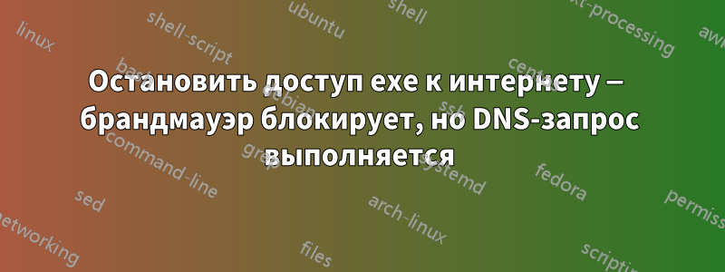 Остановить доступ exe к интернету — брандмауэр блокирует, но DNS-запрос выполняется