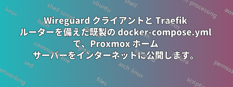 Wireguard クライアントと Traefik ルーターを備えた既製の docker-compose.yml で、Proxmox ホーム サーバーをインターネットに公開します。