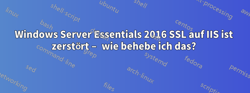 Windows Server Essentials 2016 SSL auf IIS ist zerstört – wie behebe ich das?