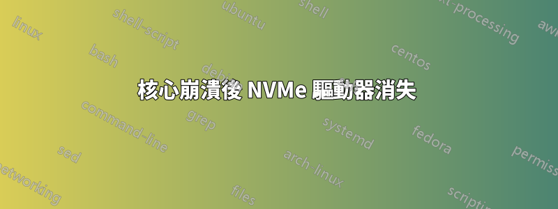 核心崩潰後 NVMe 驅動器消失