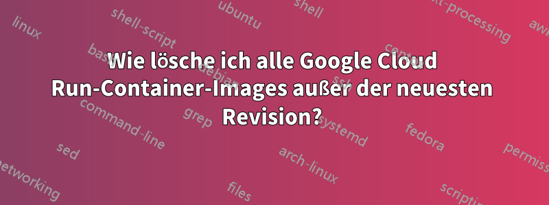 Wie lösche ich alle Google Cloud Run-Container-Images außer der neuesten Revision?