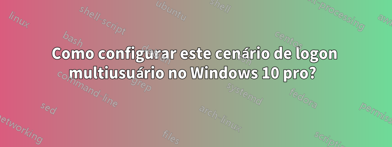 Como configurar este cenário de logon multiusuário no Windows 10 pro? 