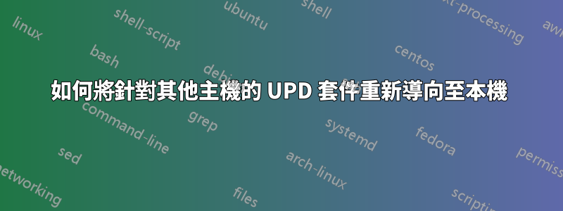 如何將針對其他主機的 UPD 套件重新導向至本機